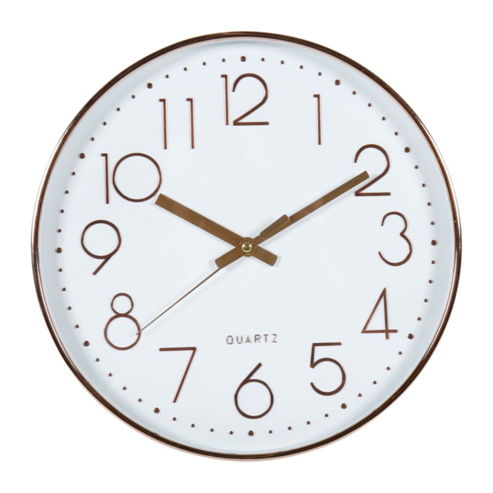 Horloge plastique Détail cuivre Ø30 cm gris - OSTARIA