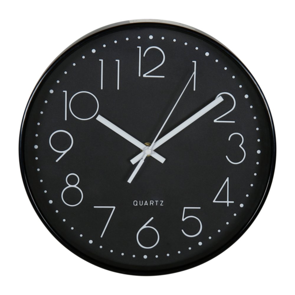 Horloge plastique Détail argent Ø25 cm noir - OSTARIA