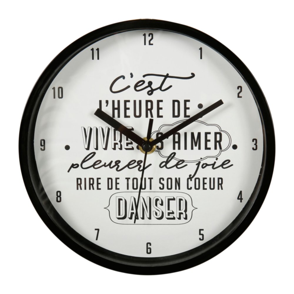 Horloge plastique Danse Ø20 cm noir - OSTARIA