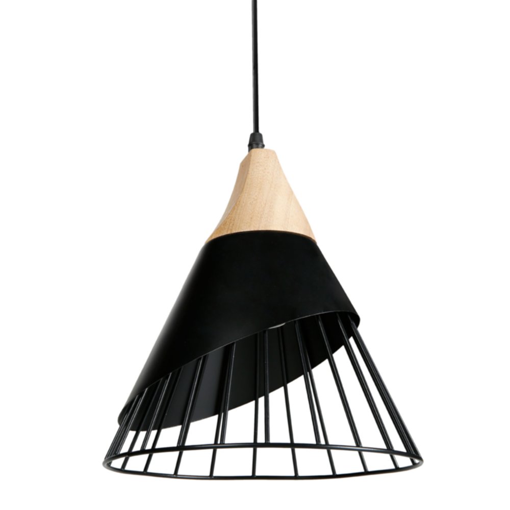 Suspension en Bois/Métal Arene Noire 29x25x25cm 220V 60W