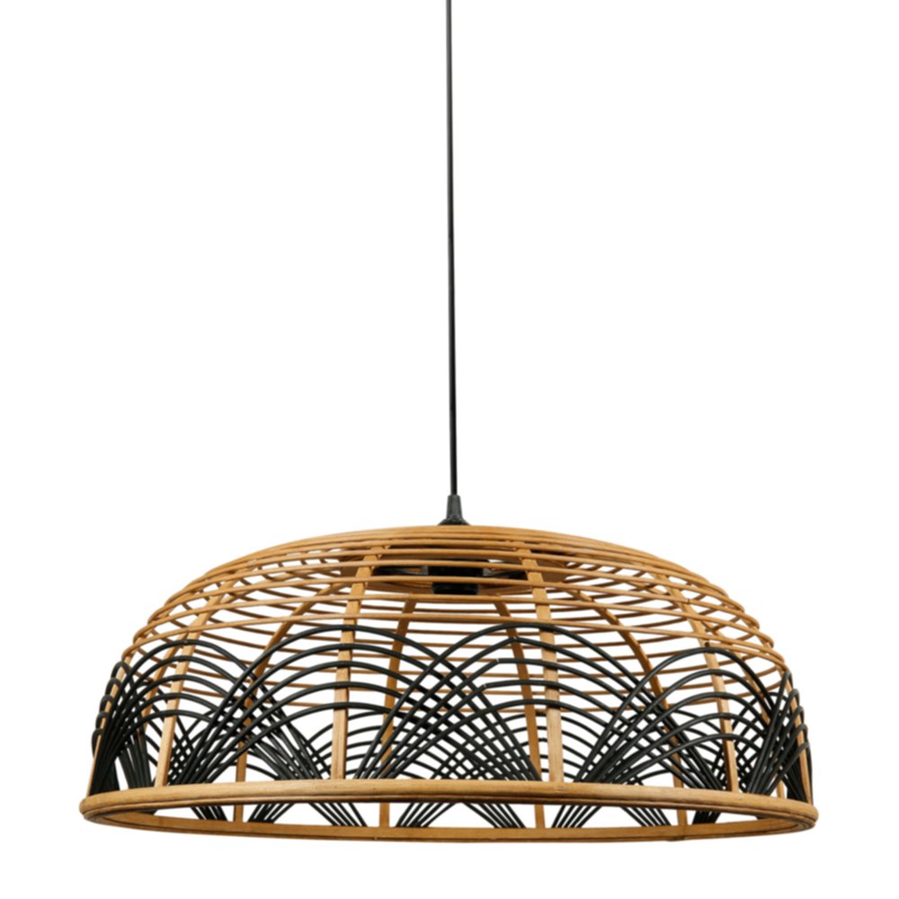 Suspension en Rotin Mina Naturelle/Noire 27,5x56x56cm 220V 40W