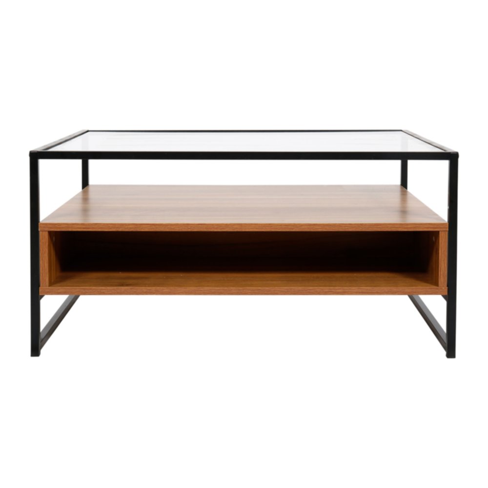 Table Basse Bois/Verre Malmo Naturelle/Noire 40x80x60cm