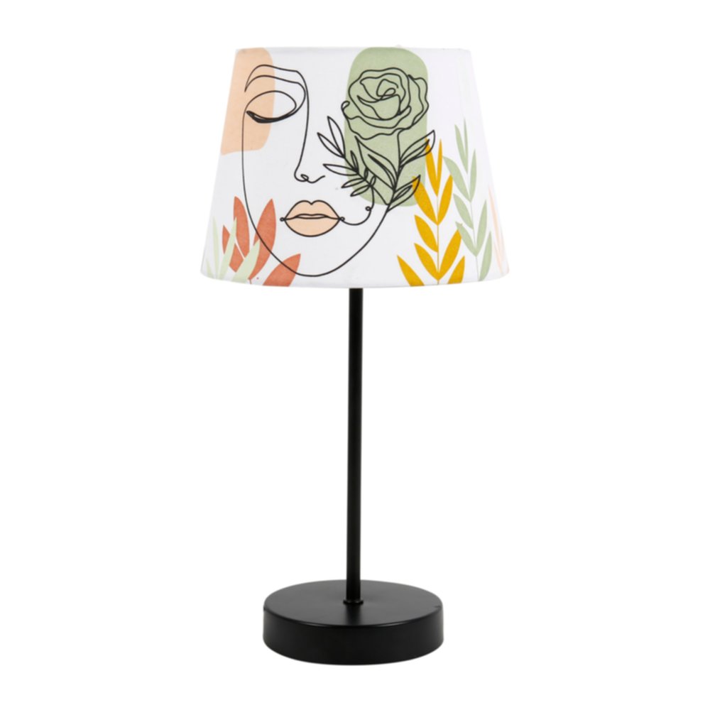 Lampe céramique Pied Métal Visage Blanche Rose Verte 40x20x20cm 220V 40W