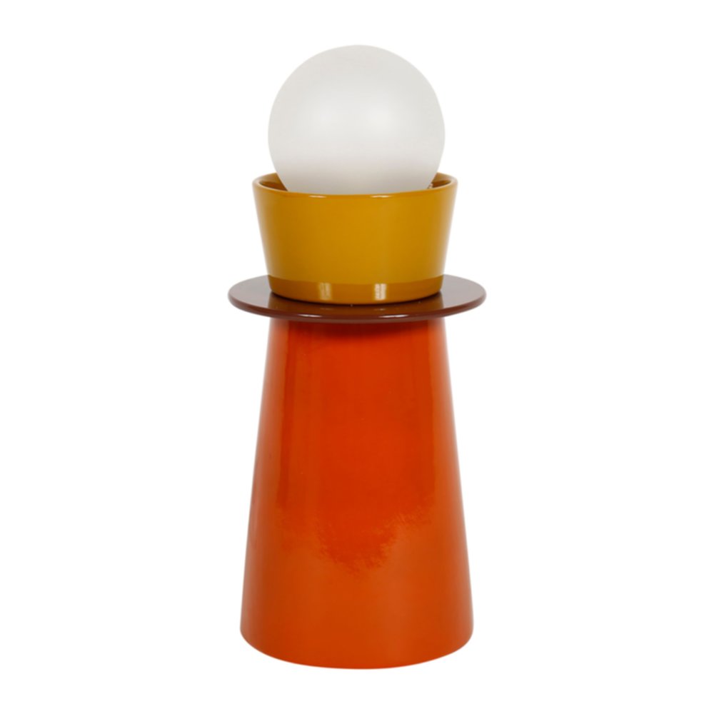 Lampe céramique Verre Kendama Orange Blanche 26,5x12x12cm 220V 20W