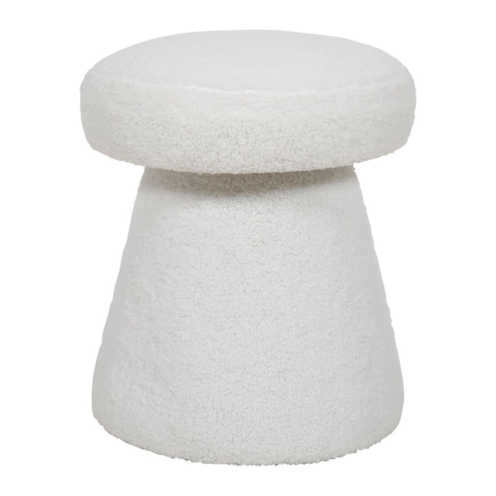 Tabouret Bouclette Blanc Flora 42x38x38cm