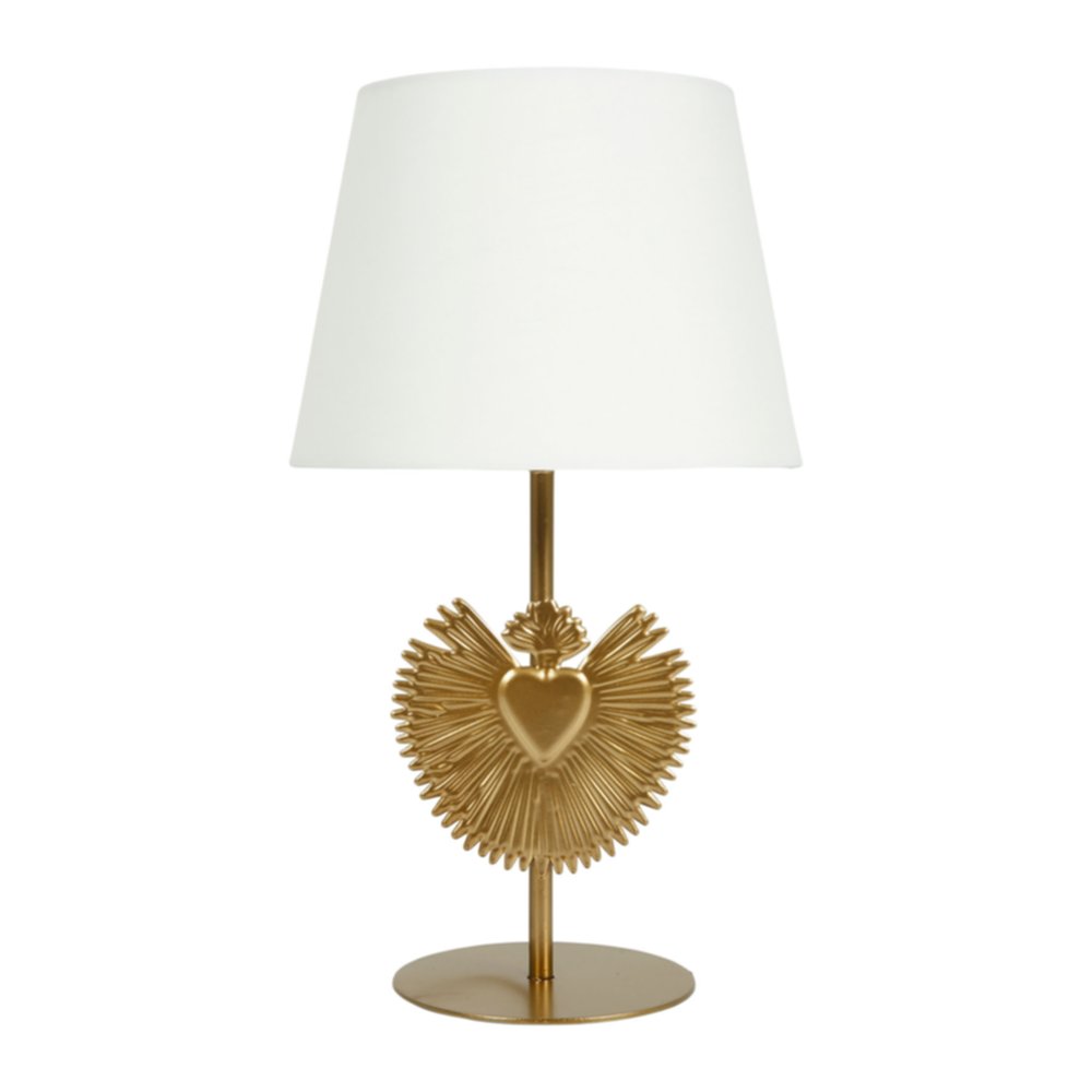 Lampe à poser Corazon D20 x H35 cm métal/coton doré - OSTARIA