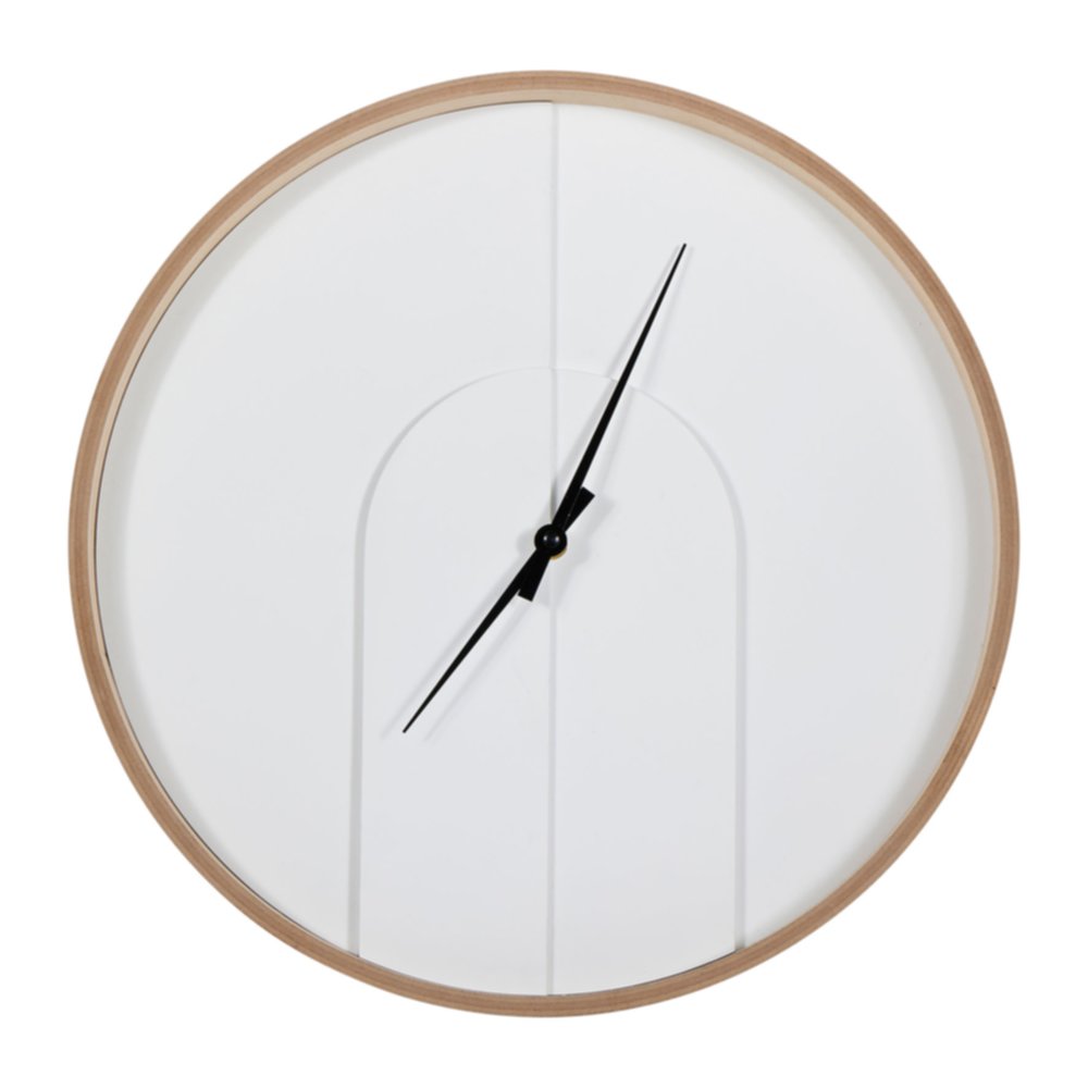 Horloge Relief Bois Durban Blanc/Marron/Noir Ø40cm