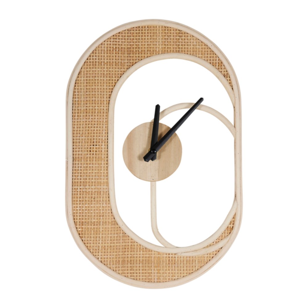 Horloge Rottin Bois Luna Beige Noire Ø40cm