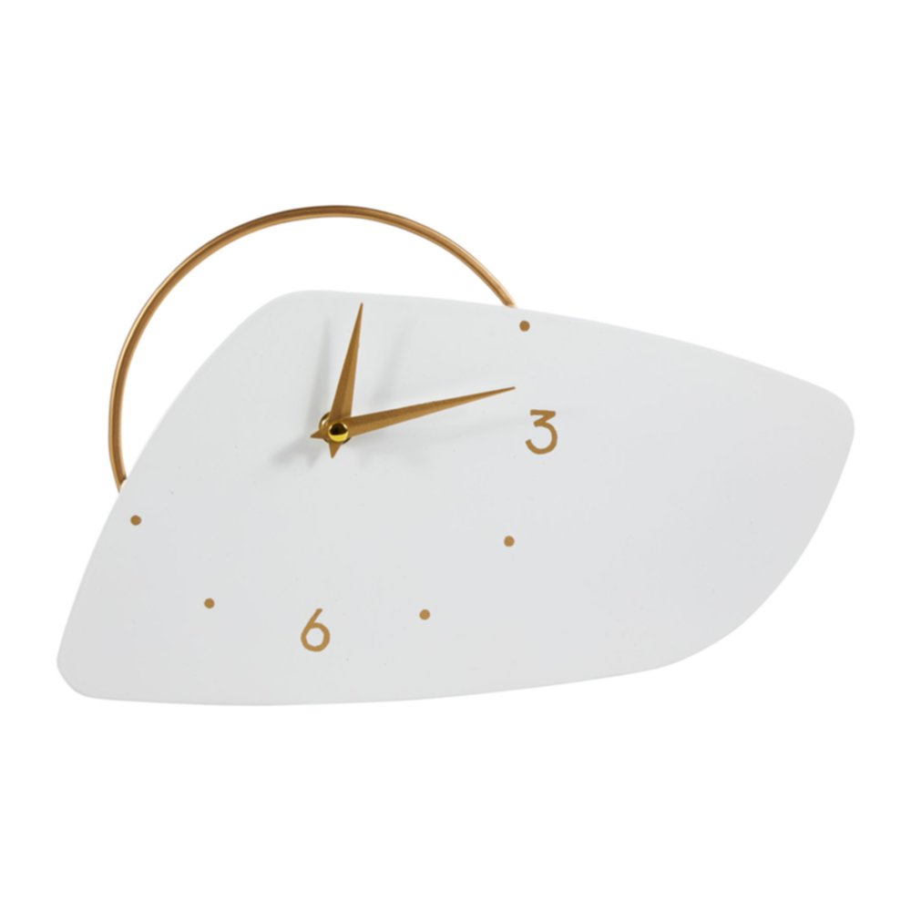 Horloge Métal New-York Blanche Dorée Ø30cm