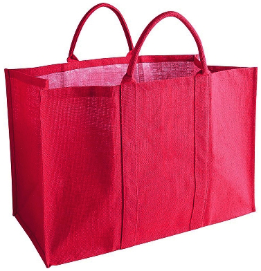 Sac à bûches en toile de jute couleur rouge