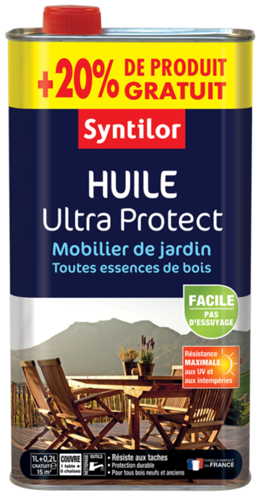 Huile Ultra Protect Mobilier de Jardin Naturel 1L + 20% - SYNTILOR