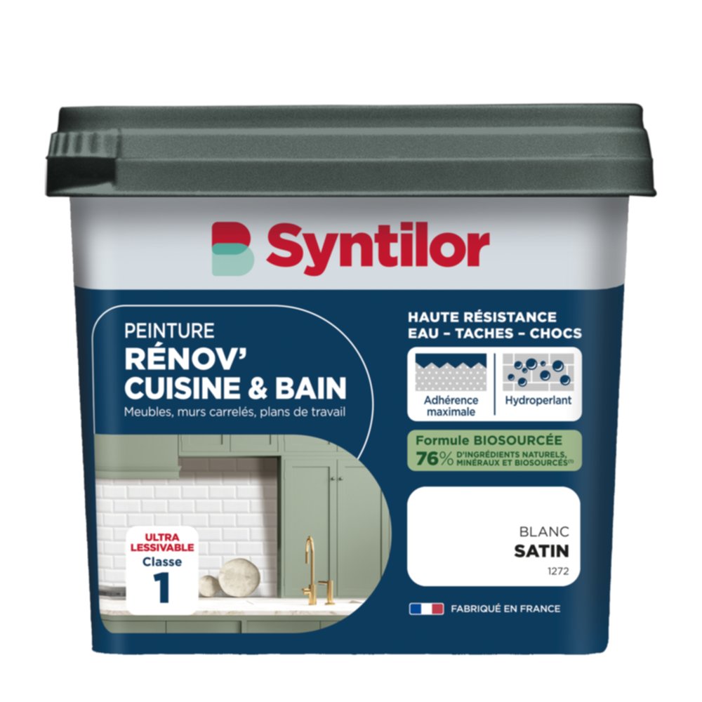 Peinture Rénov' Cuisine & Bain Biosourcee Blanc satiné 0,75L - SYNTILOR