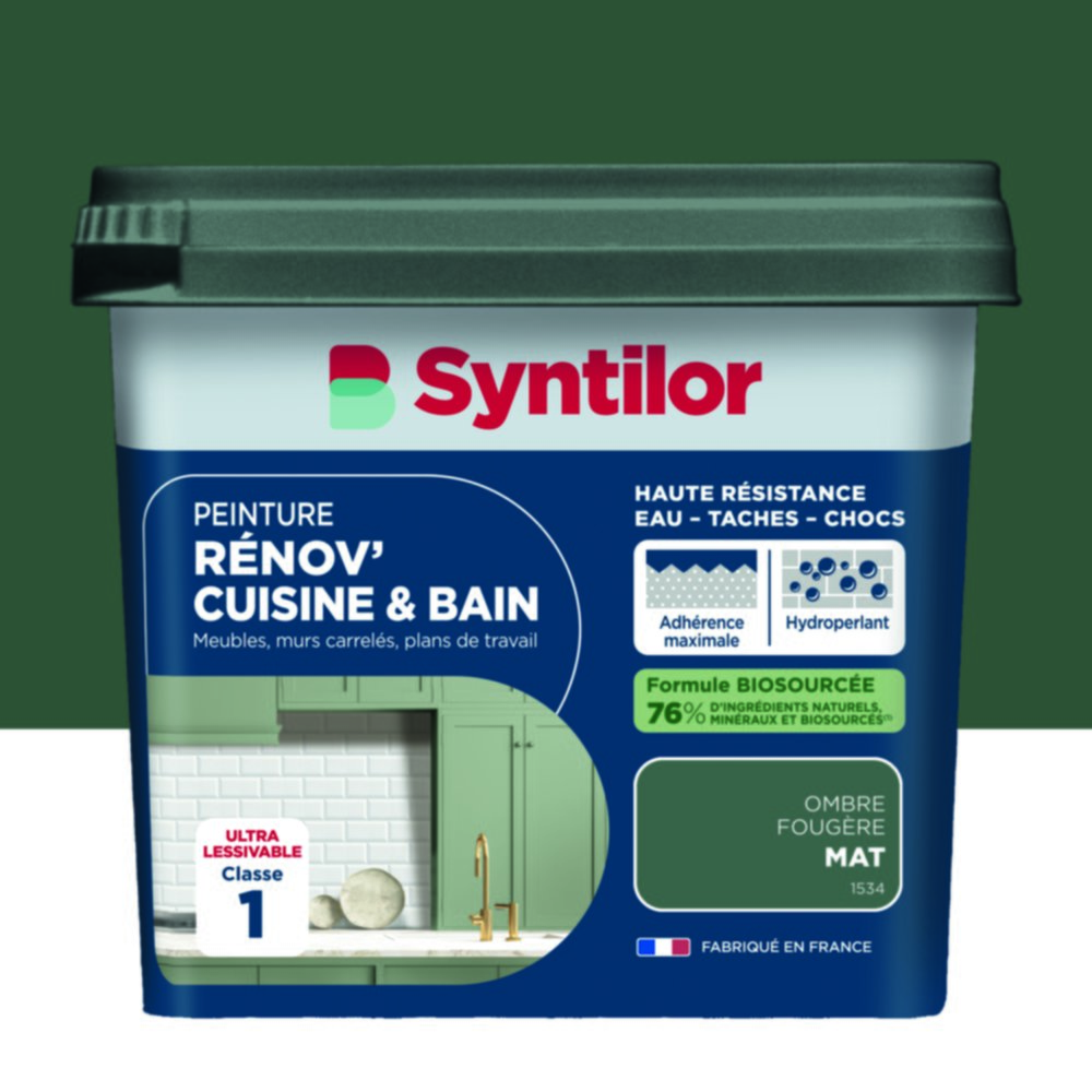 Peinture Rénov' Cuisine & Bain Biosourcee Ombre Fougere mat 0,75L - SYNTILOR