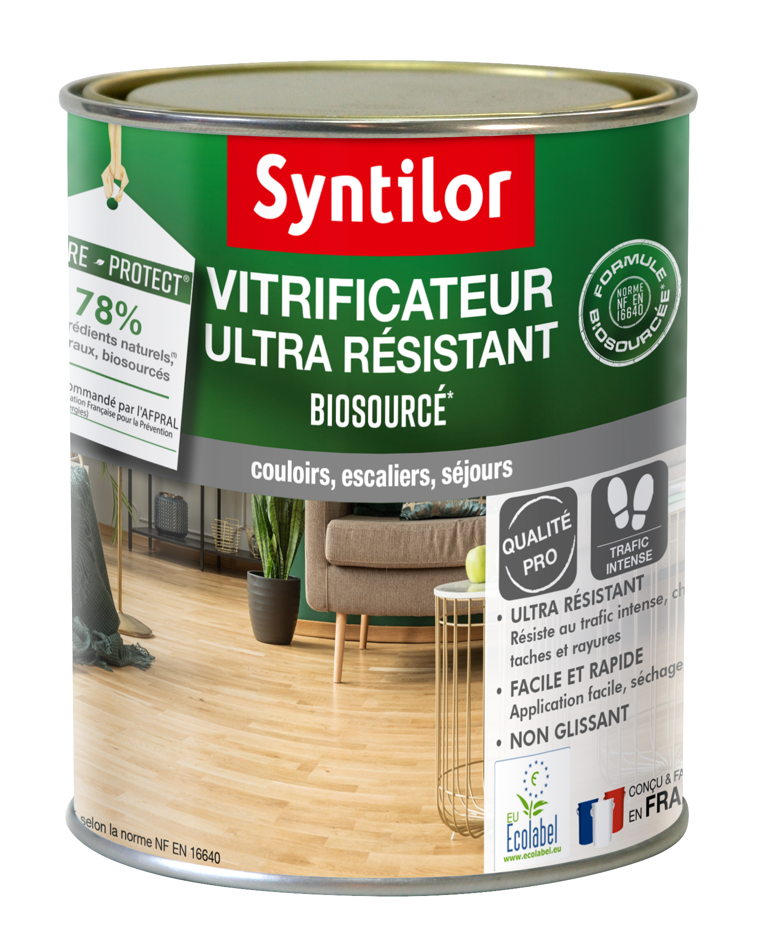 Vitrificateur parquet ultra-résistant biosourcé incolore 0,75L satiné - SYNTILOR
