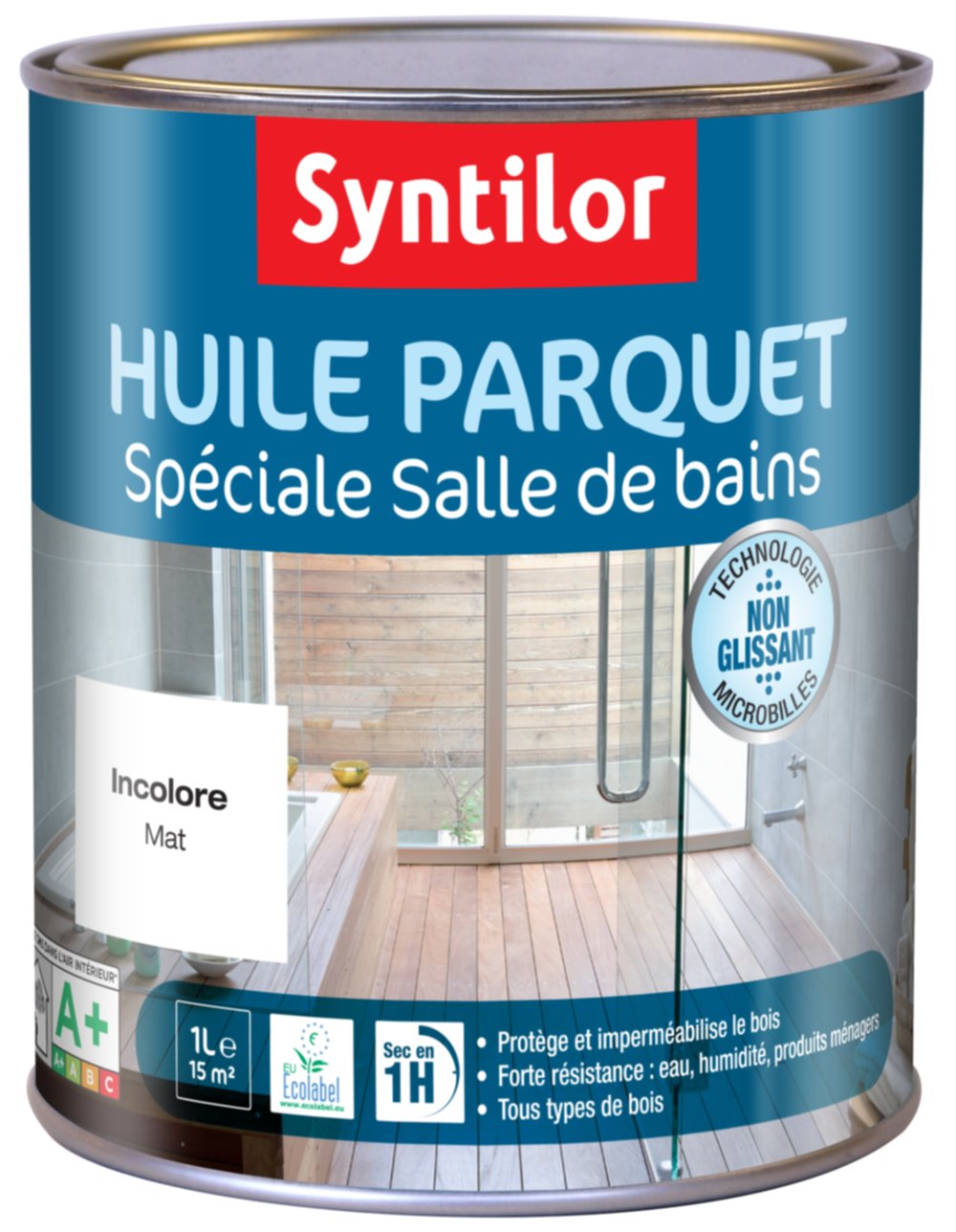 Huile Parquet Salle de Bains Incolore 1L Syntilor