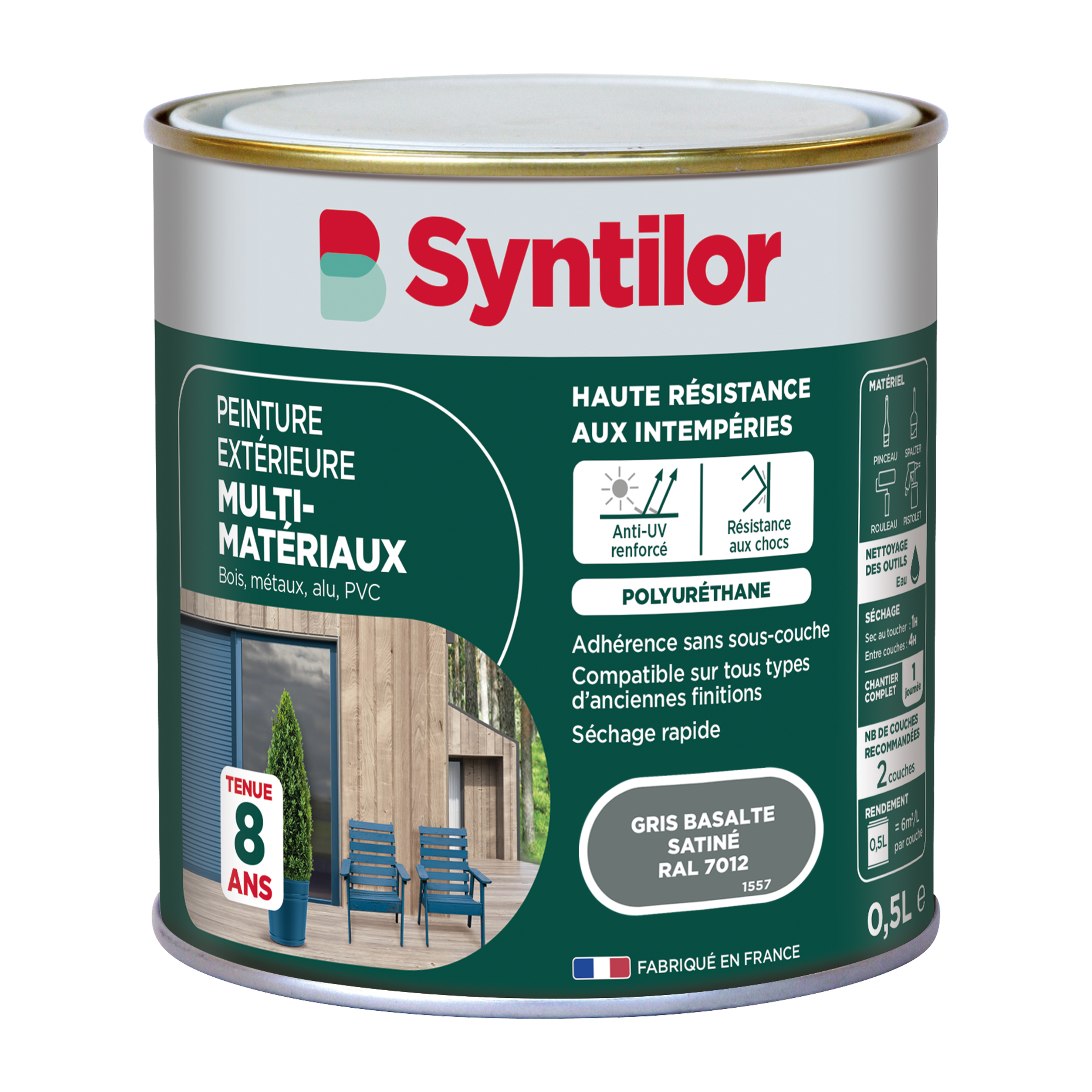 Peinture extérieure multimatériaux 0,5L gris basalt - SYNTILOR