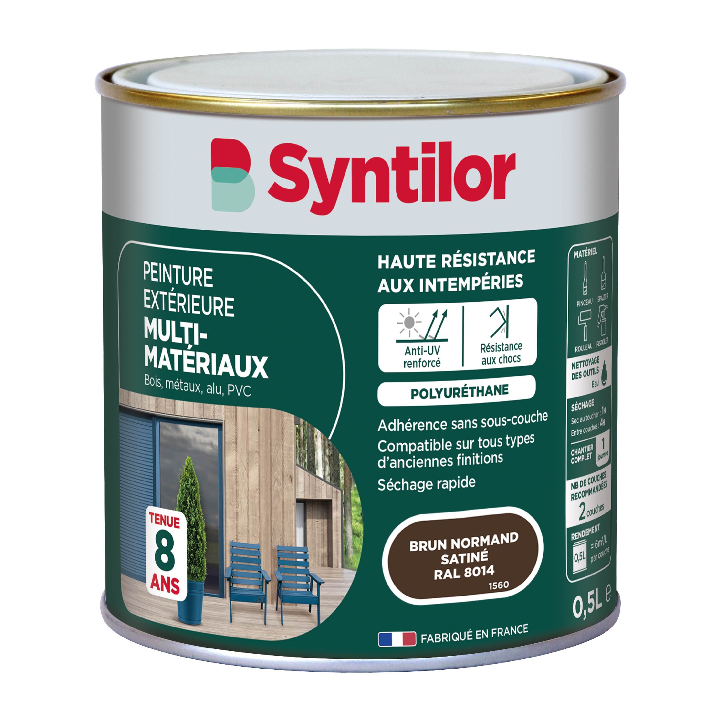 Peinture extérieure multimatériaux 2L Brun normand satiné - SYNTILOR