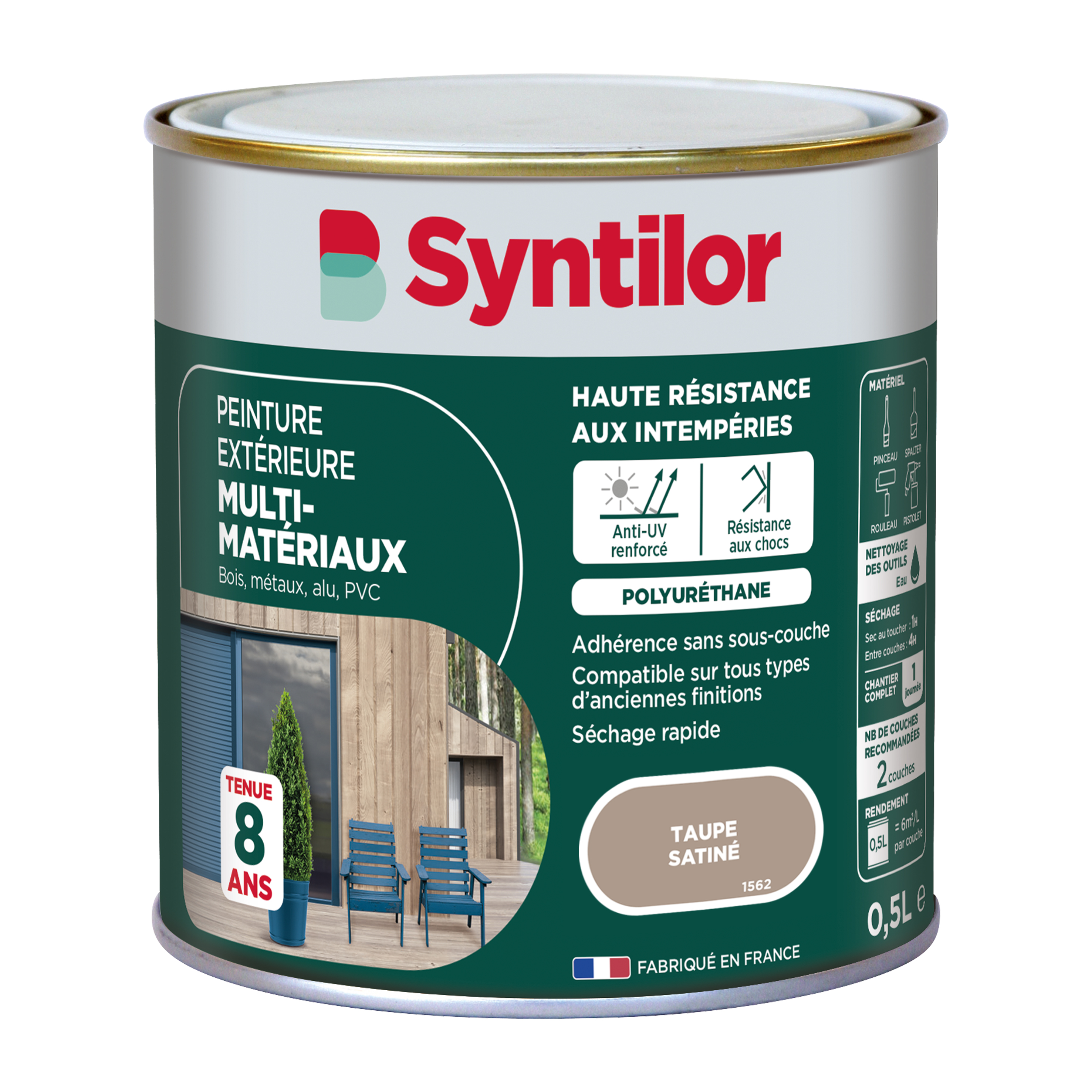 Peinture extérieure multimatériaux 0,5L taupe - SYNTILOR