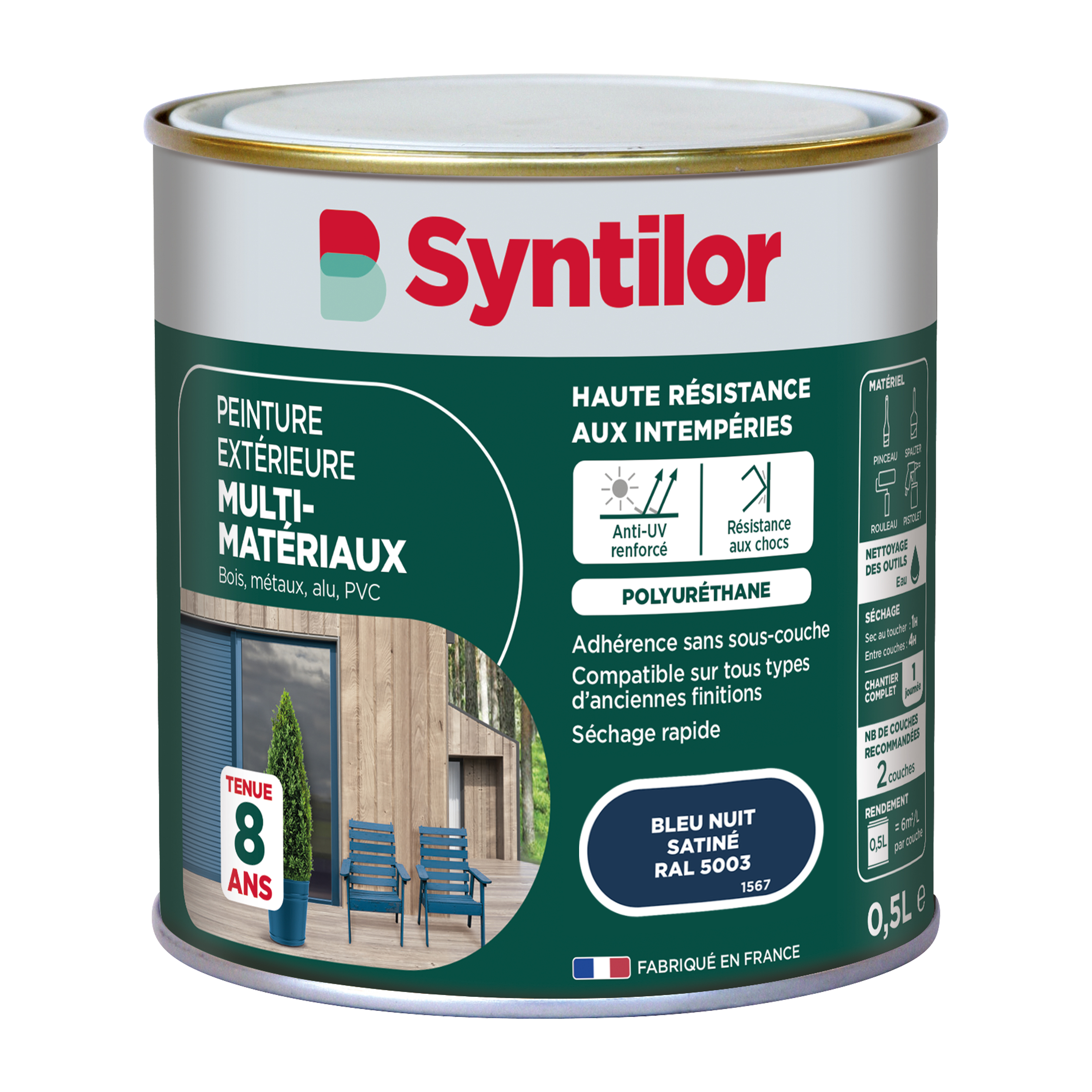 Peinture extérieure multimatériaux 2L bleu nuit - SYNTILOR