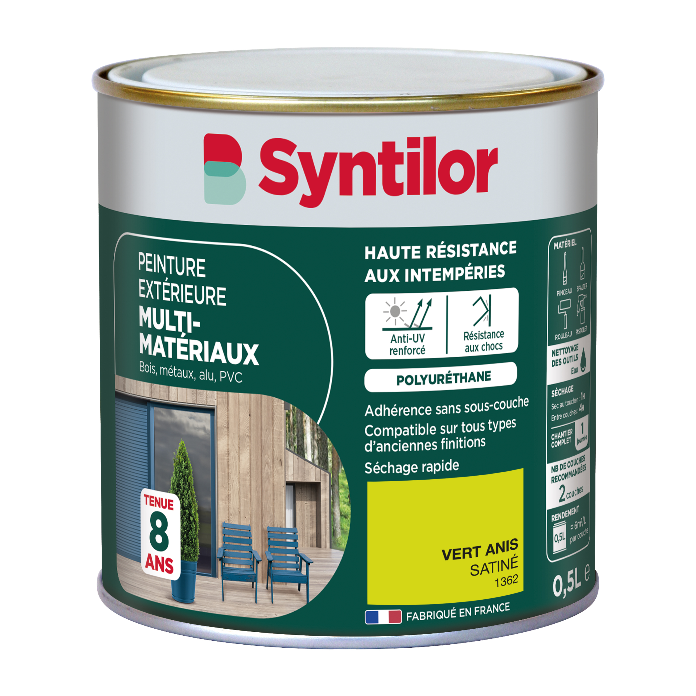 Peinture extérieure multimat syntilor 0,5l vert anis