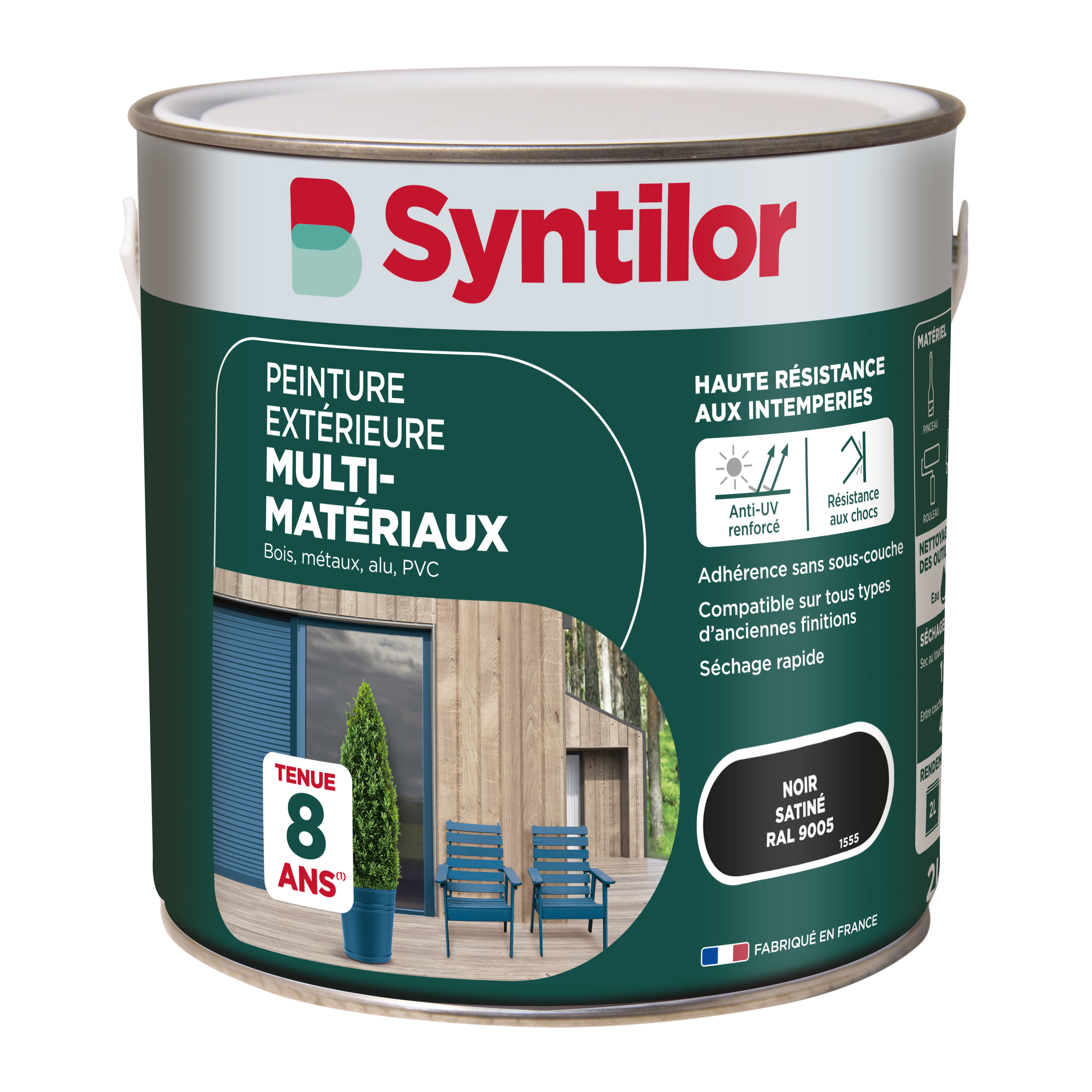 Peinture extérieure multimatériaux noir satiné 2L  - SYNTILOR