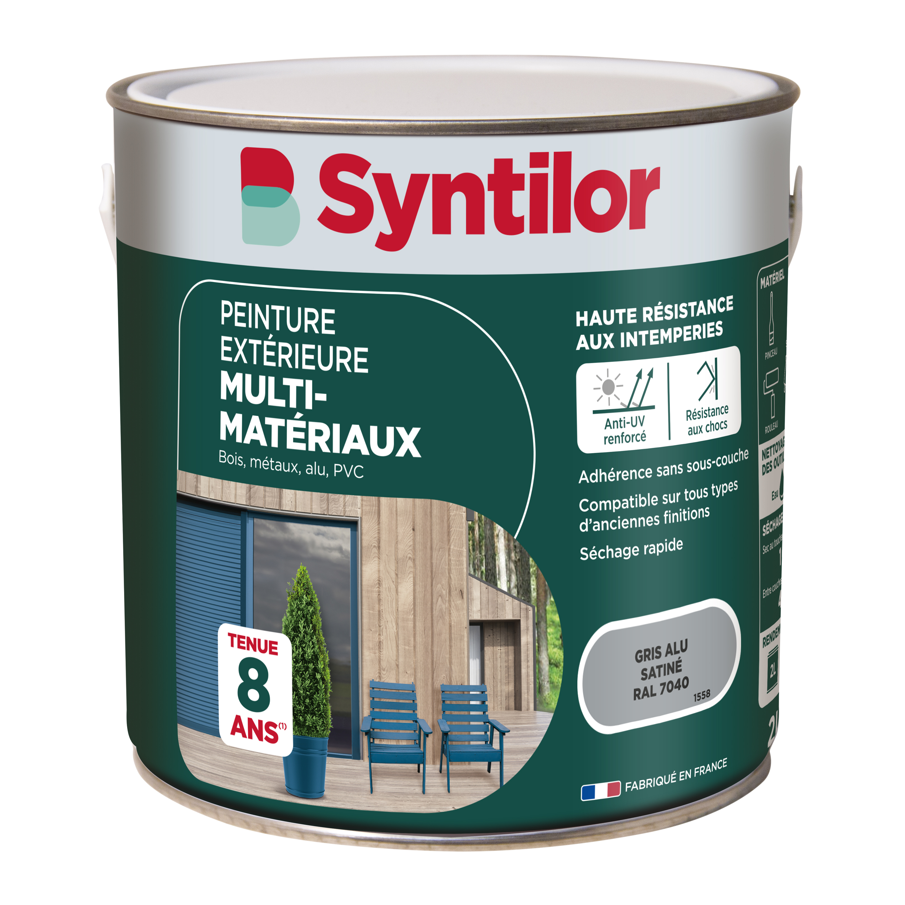 Peinture extérieure multimatériaux 2L gris aluminium - SYNTILOR