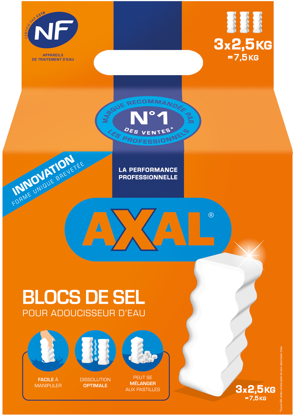 Blocs de sel pour adoucisseurs d'eau 7,5 kg (3x2,5 kg) - AXAL