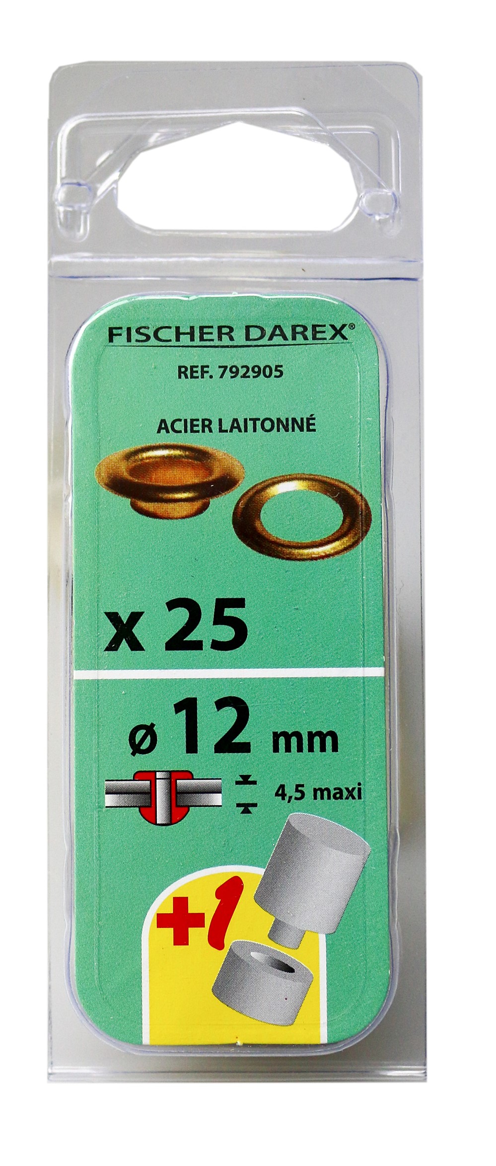 Oeillet x25 12mm acier laiton/outil