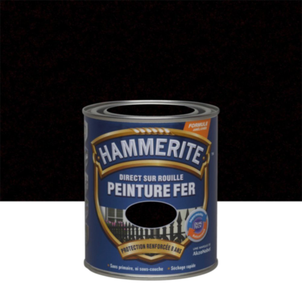 Peinture Métal Direct Sur Rouille Effet Martelé Noir 0,75L - HAMMERITE