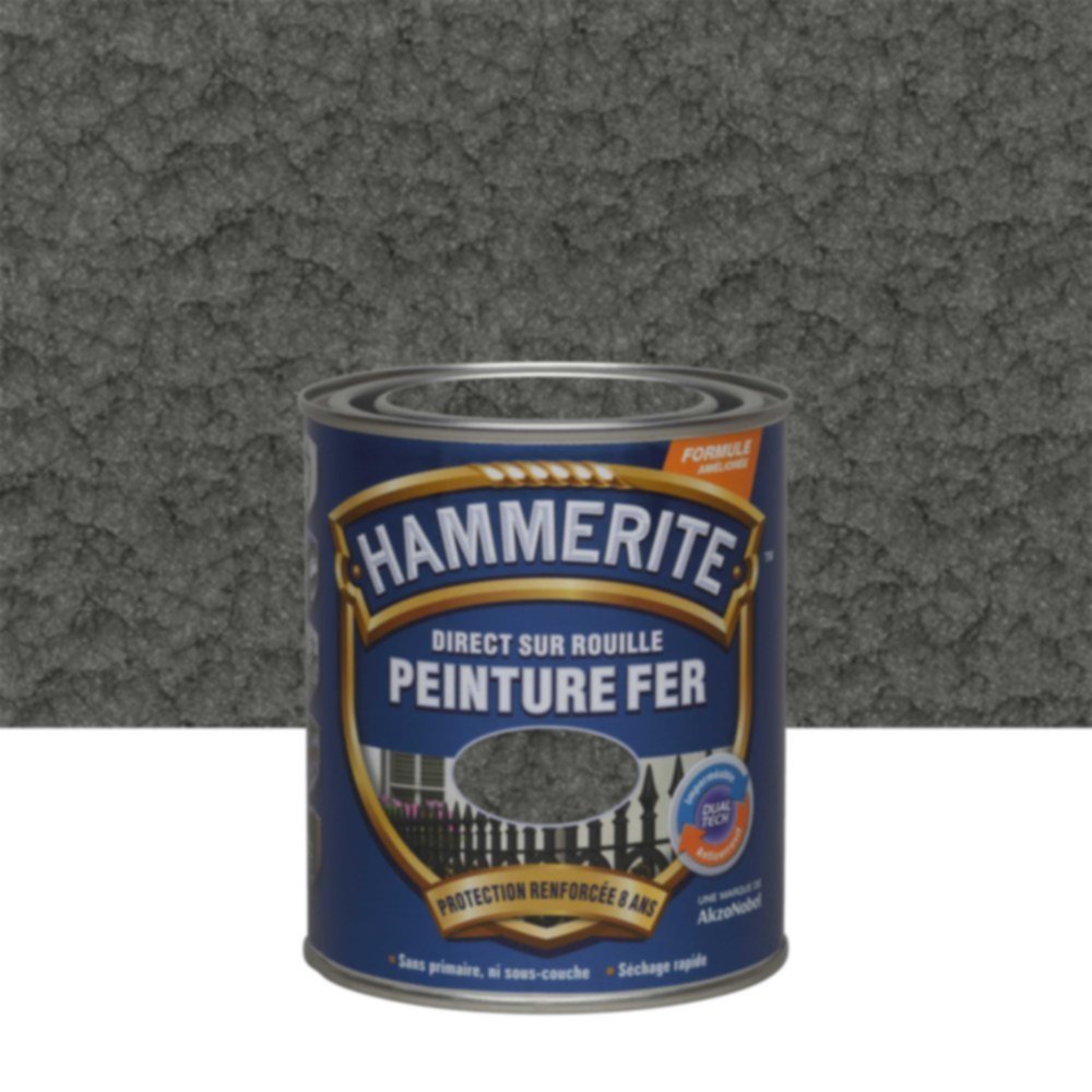 Peinture Métal Direct Sur Rouille Effet Martelé Gris Ardoise 0,75L - HAMMERITE