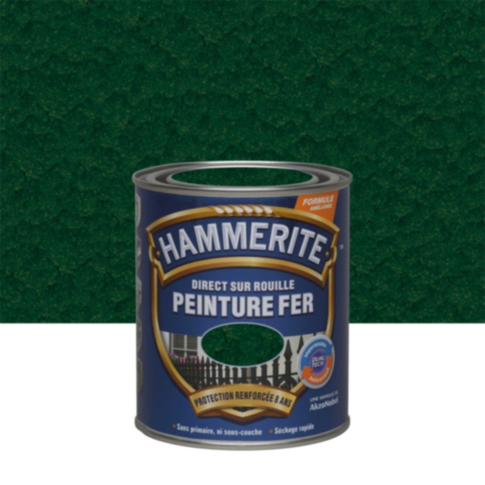 Peinture Métal Direct Sur Rouille Effet Martelé Vert Epicéa 0,75L - HAMMERITE