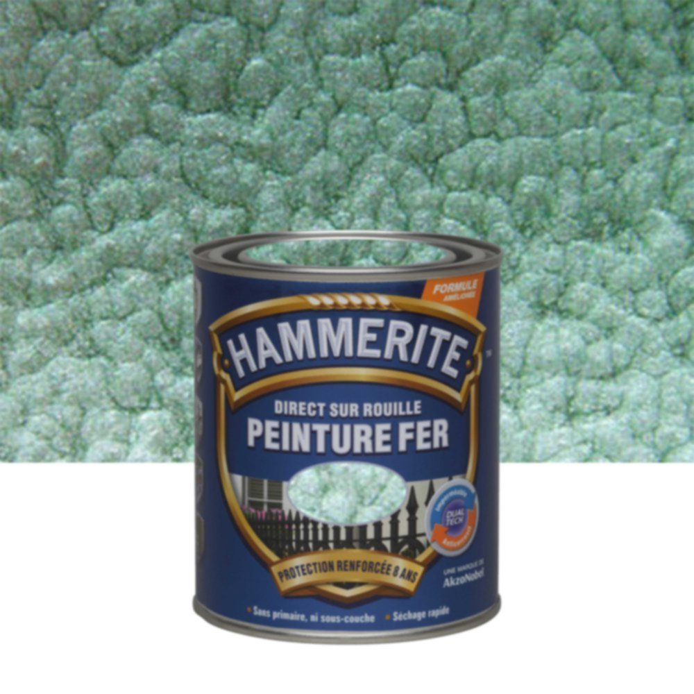 Peinture Métal Direct Sur Rouille Effet Martelé Vert Jade 0,75L - HAMMERITE