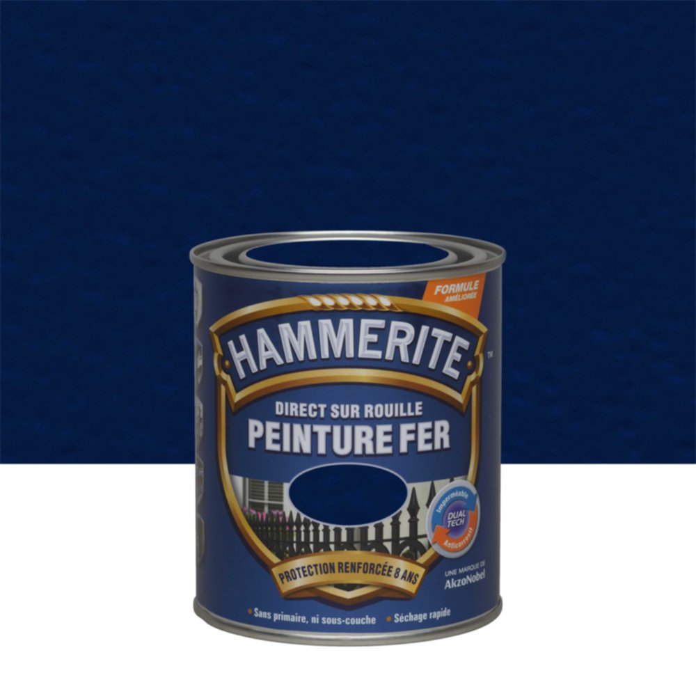 Peinture Métal Direct Sur Rouille Effet Martelé Bleu Nuit 0,75L - HAMMERITE