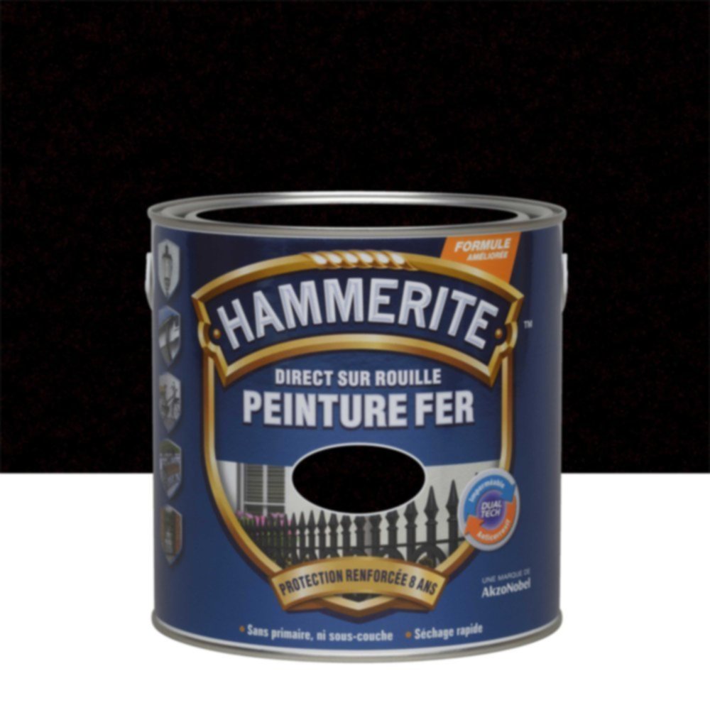 Peinture Métal Direct Sur Rouille Effet Martelé Noir 2,5L - HAMMERITE