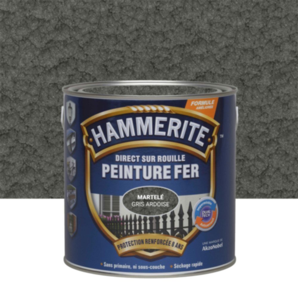 Peinture Métal Direct Sur Rouille Effet Martelé Gris Ardoise 2,5L - HAMMERITE