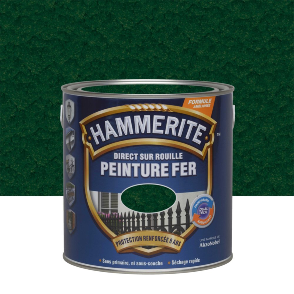 Peinture Métal Direct Sur Rouille Effet Martelé Vert Epicéa 2,5L - HAMMERITE