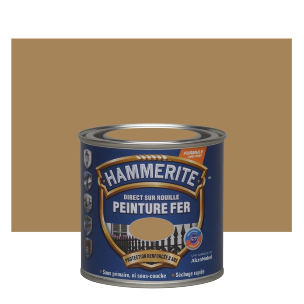 Peinture fer direct sur rouille 0,25L martelé bronze HAMMERITE