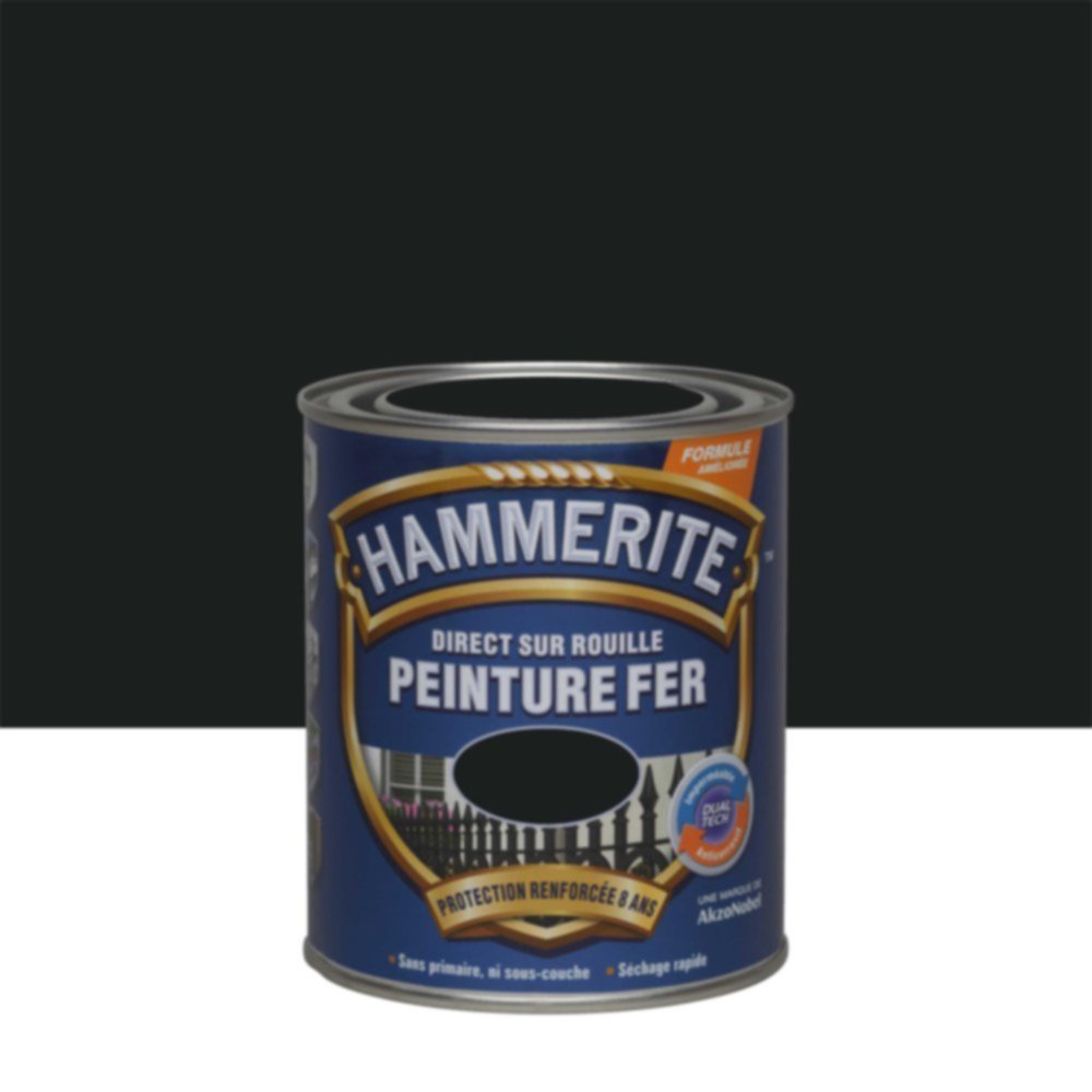 Peinture Métal Direct Sur Rouille Noir Satin 0,75L - HAMMERITE