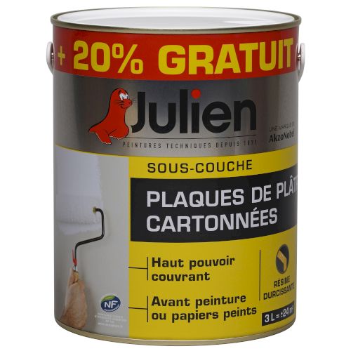 Sous-couche plaques de plâtres cartonnées 2,5l + 20% blanc m