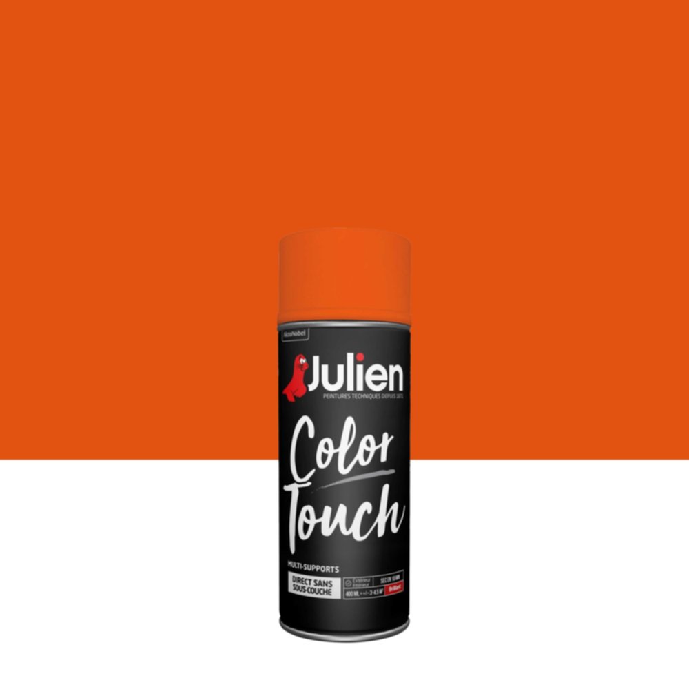 Peinture aérosol Multi-supports Color Touch Mandarine Brillant 400ml - JULIEN