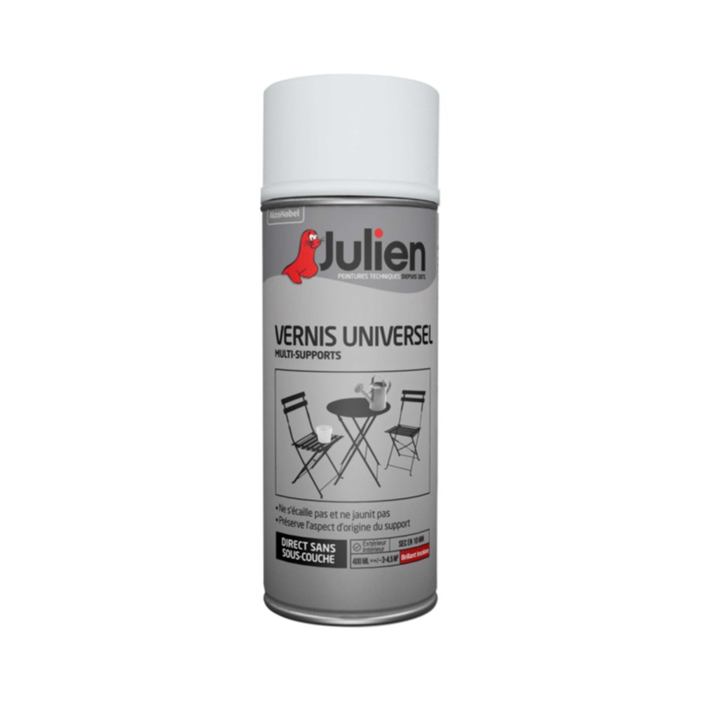 Peinture aérosol Protection Vernis Universel Incolore Brillant 400ml - JULIEN