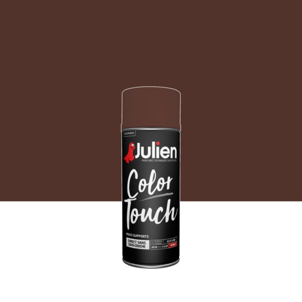 Peinture aérosol Multi-supports Color Touch Brun Chataigne Brillant 400ml - JULIEN