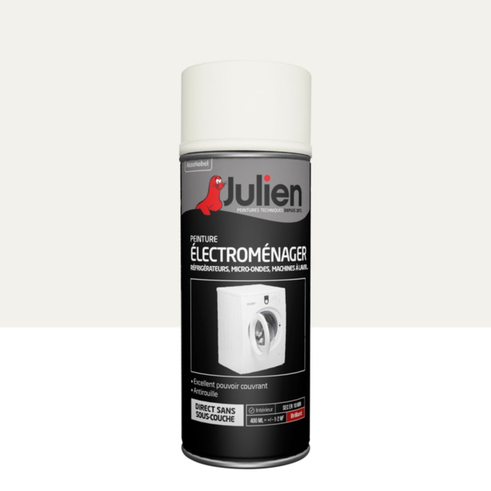 Peinture aérosol Décoration Electromenager Blanc Brillant 400ml - JULIEN