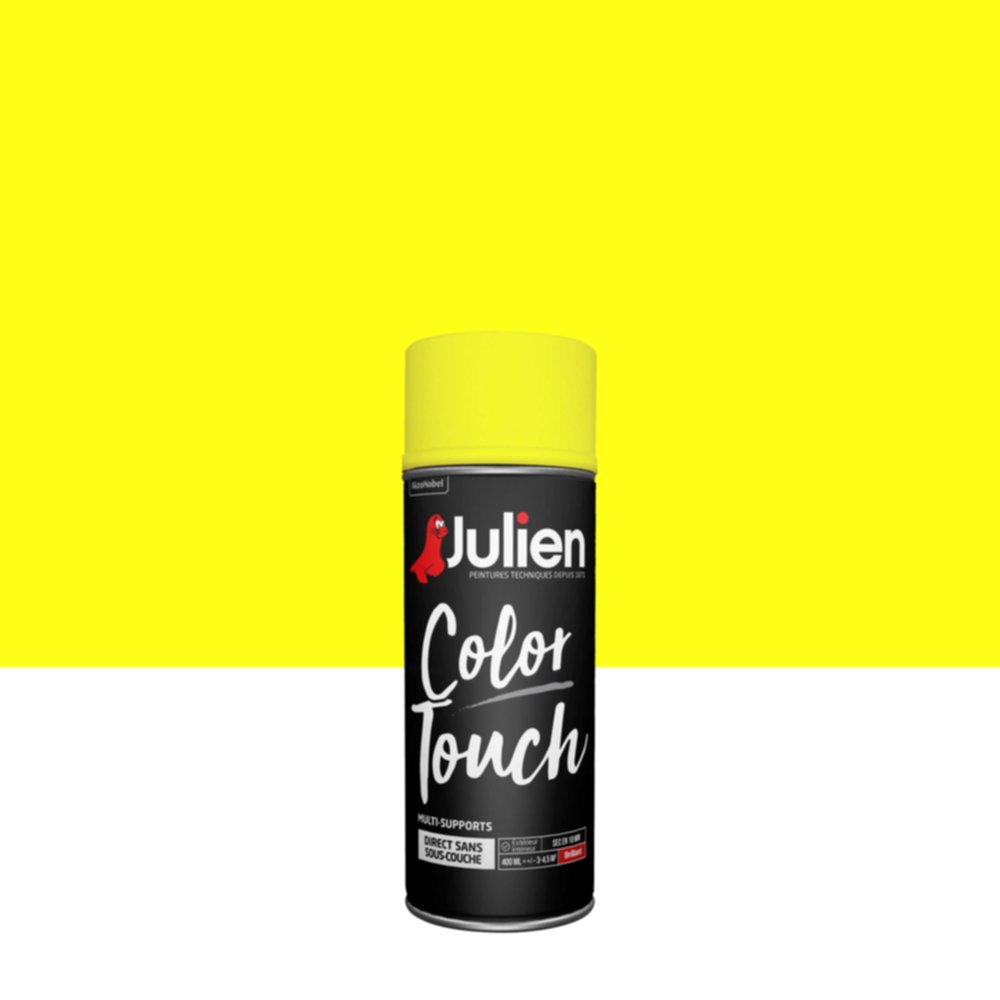 Peinture aérosol Multi-supports Color Touch Jaune Signal Brillant 400ml - JULIEN