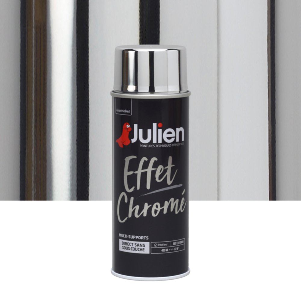 Peinture aérosol Décoration Effet Chromé Argent 400ml - JULIEN