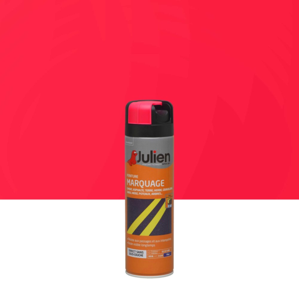 Peinture aérosol Marquage Fluo Rouge 500ml - JULIEN