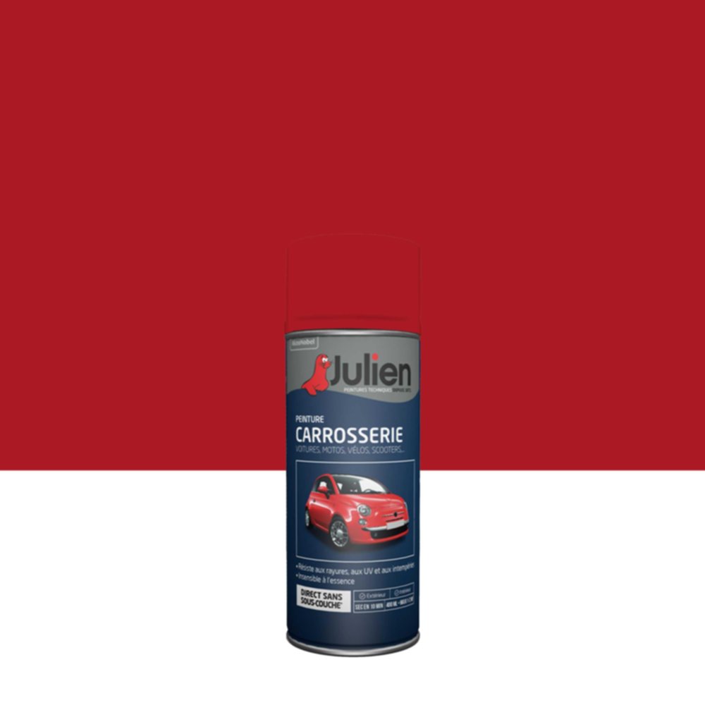 Peinture aérosol Carrosserie Rouge Diable Brillant 400ml - JULIEN