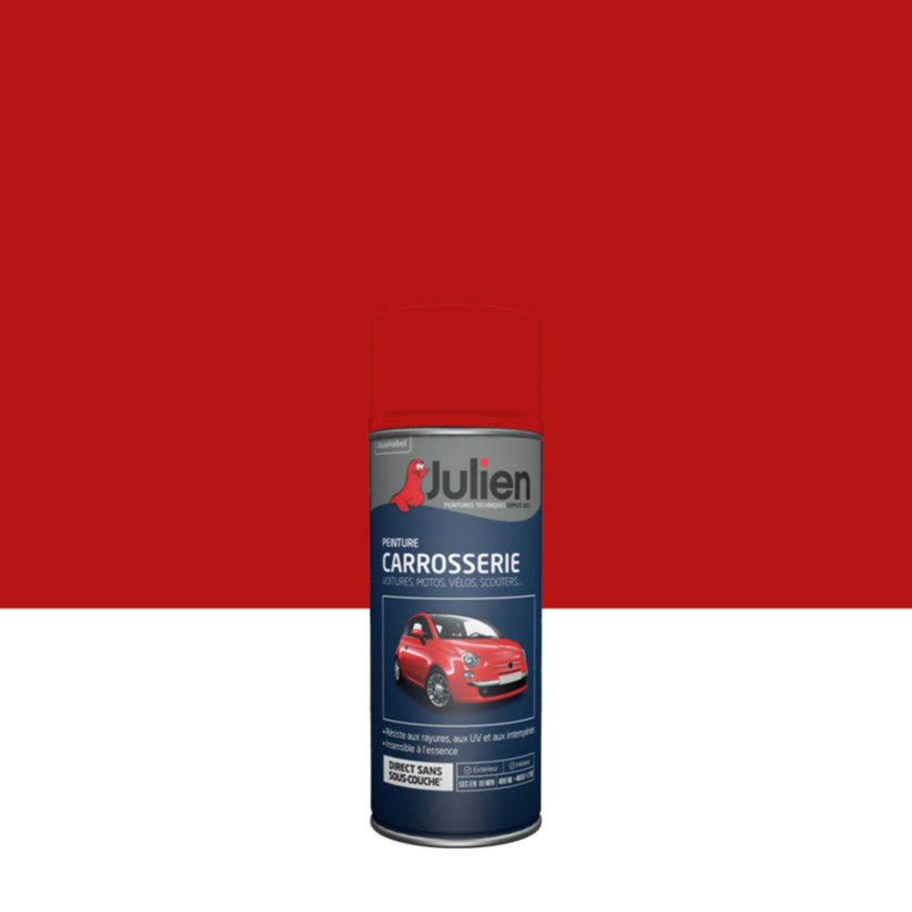 Peinture aérosol Carrosserie Rouge Vif Brillant 400ml - JULIEN