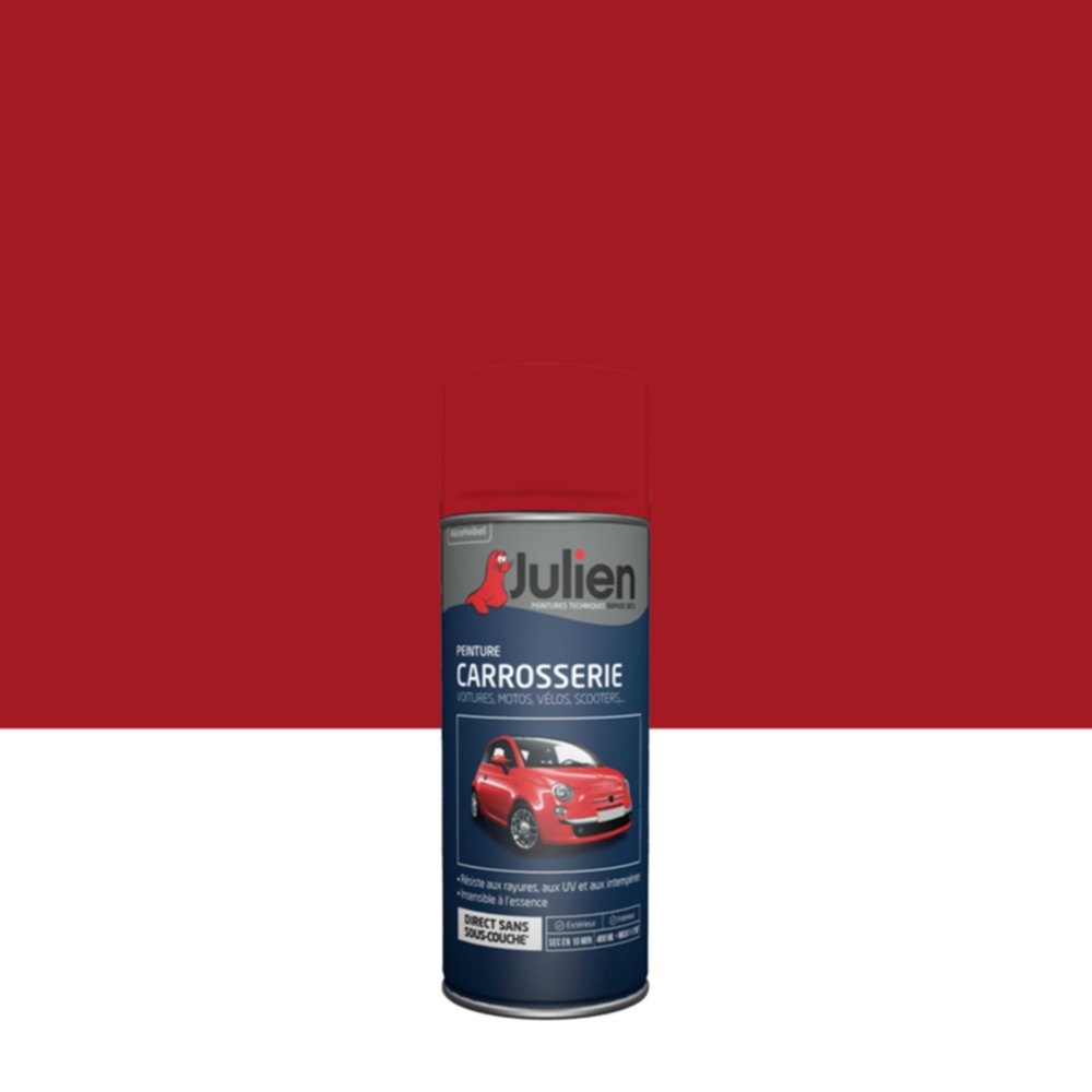 Peinture aérosol Carrosserie Rouge Course Brillant 400ml - JULIEN