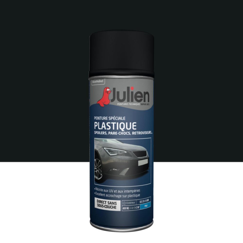 Peinture aérosol Vehicule Special Plastique Noir Mat 400ml - JULIEN